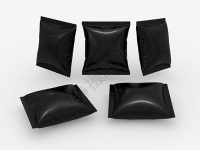 零食袋黑邮袋用于产品如零食包和剪切路径小吃干净的盒设计图片
