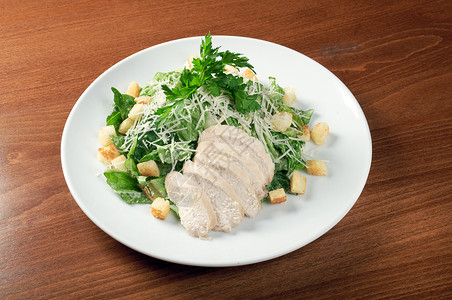 美食厨房混合意大利菜健康沙拉鸡肉图片