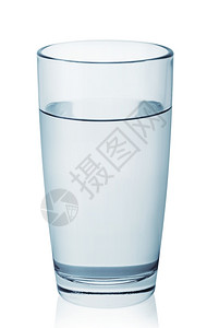 酒精寒冷的白色背景上隔开的清洁干净水杯蓝色的图片