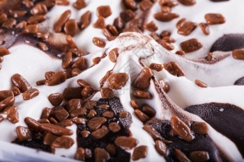甜点美味的舀巧克力IceCream闭合水平图像图片