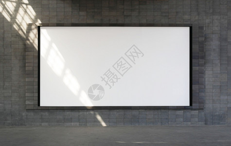 大型横向空白的广告牌框架模型白色的墙迹象图片
