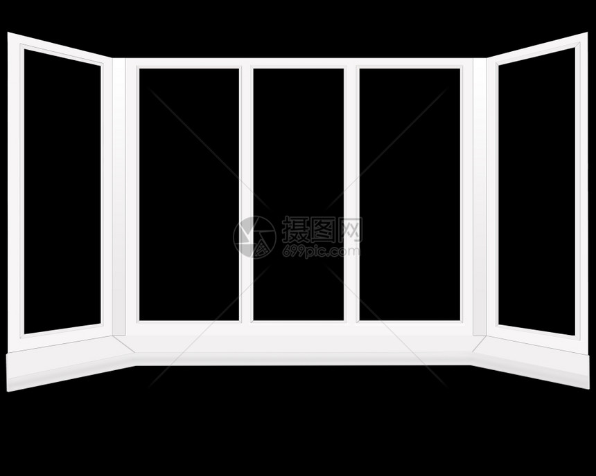 插图5个折叠窗口的在黑色背景中被隔绝的5个折叠窗口黑上被孤立内部的窗户图片