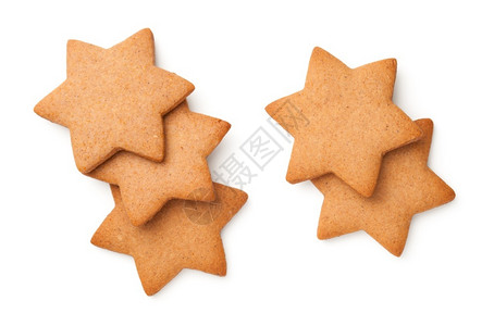 冬天Gingerbreadcookies以星形式在白色背景中孤立的星体放美味背景图片