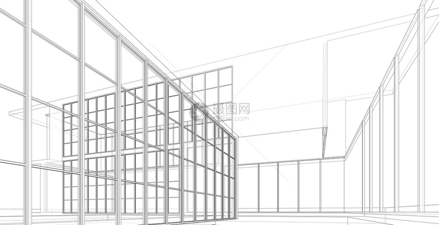 城市的插图现代建筑化结构有线框架城市概念Werframe3D建筑图解草图片