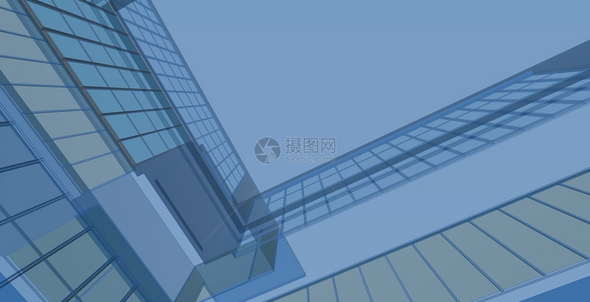 几何学抽象的草图现代建筑化结构有线框架城市概念Werframe3D建筑图解图片