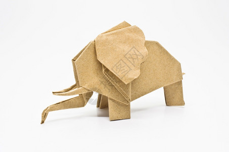 折纸动物白折纸大象上孤立的白色折纸大象Isocatedonwhite折纸大象手工艺品自然野生动物背景