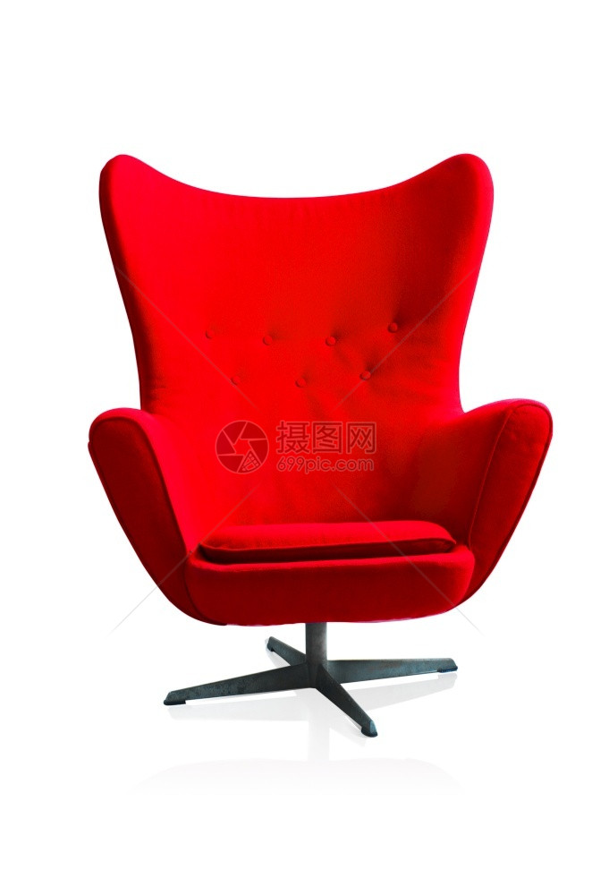 时尚现代红椅子在白色背景上被孤立的现代红色椅子白的有质感图片