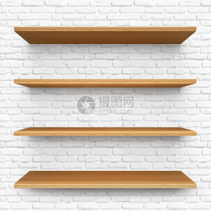 书架插图清理砖底板上的Shelves夹层白色的图片