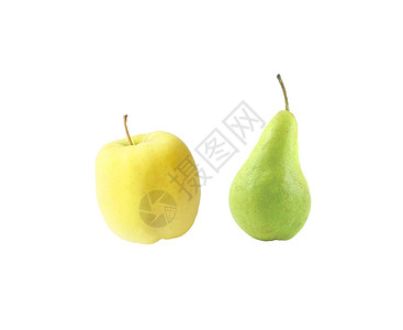 白色背景的苹果和梨子有用食欲植物图片