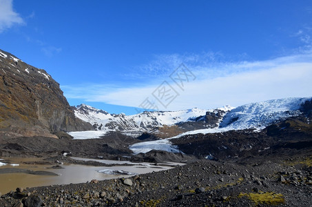 冰岛Skaftafell夏季融化的冰川偏僻岛崎岖背景图片