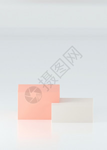 盒子粉色和白产品阶段3D白色的现代图片