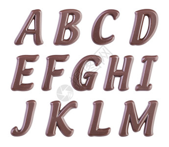 白色的数字拉丁背景上孤立的真正深色巧克力字母表图片