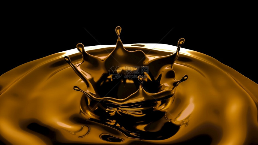 海浪浓稠的金色液体3d渲染d插图浓稠的金色液体插图3d渲染别致溅起图片