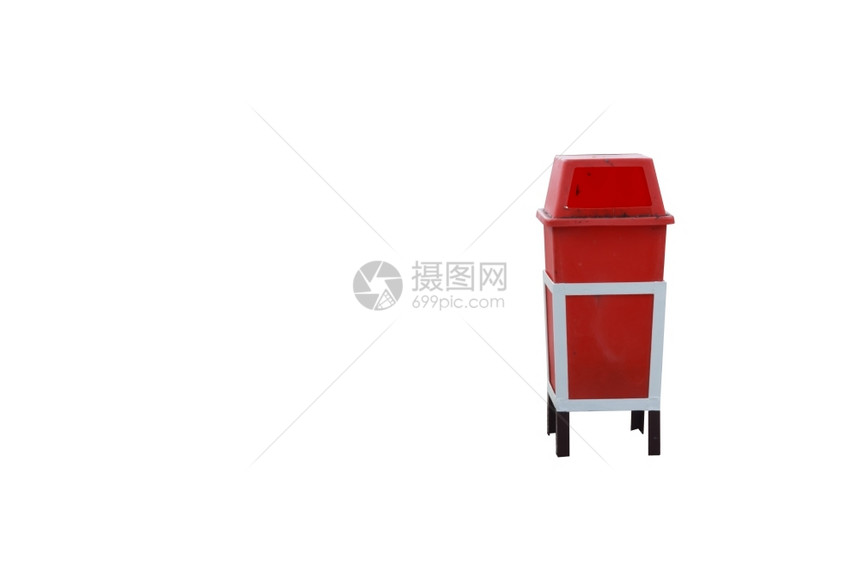 塑料桶白背景上的Bin红色白的图片