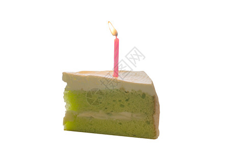 白背景的蛋糕煎椰子和生日蜡烛班丹露兜树甜点图片
