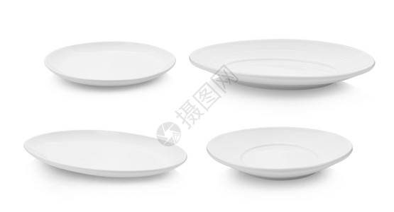 食物早餐厅白背景上的空盘图片
