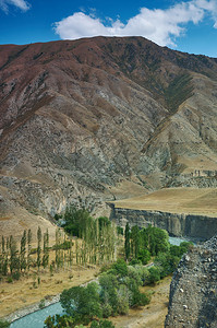 山谷人们Rver河谷古尔查帕米公路吉斯坦中亚高速公路图片