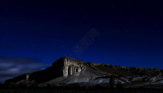 风景优美夜晚的白色岩石月光克里米亚星空白悬崖的夜景日出太阴背景图片