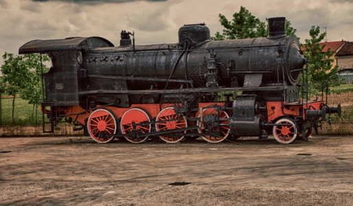 老的蒸汽机车hdr图像的复制追踪蒸汽火车图片