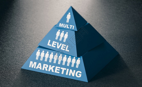 劳动力黑色的多层营销概念MLM多层次营销金字塔Sheme多级营销金字塔3D分层的背景图片