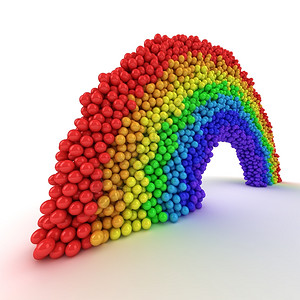 彩虹由许多白球制成粒子团体弧背景图片
