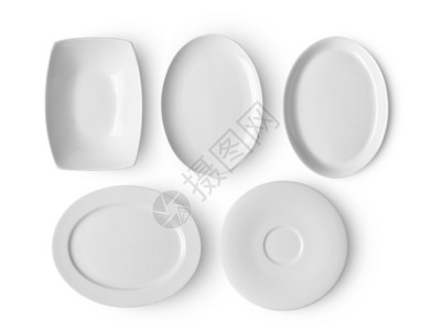 盘子空白陶瓷圆板在色背状的顶视图中被孤立干净的晚餐图片
