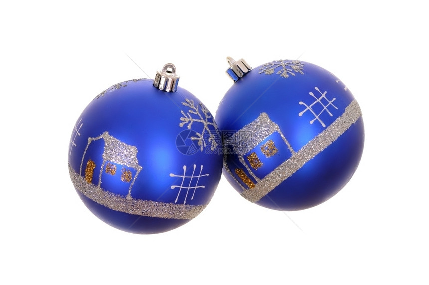 蓝色圣诞装饰球图片