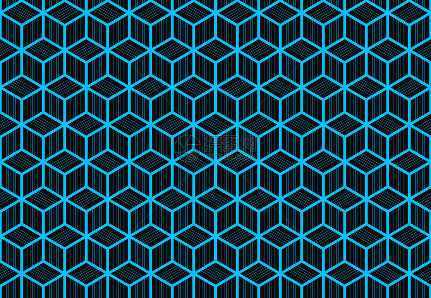 无缝的现代结构体3d使现代浅蓝色六边形立方体模型壁底图片