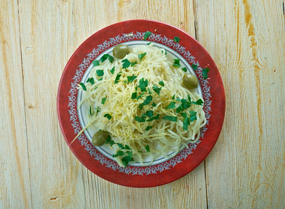 橄榄厨房面条和奶酪的意大利和奶酪的条等位图片