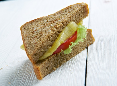 切达干酪奶和番茄传统三明治关闭一顿饭蔬菜高清图片