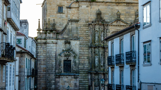 西班牙北部圣地亚哥德孔波斯特拉的建筑结石加利西亚图片