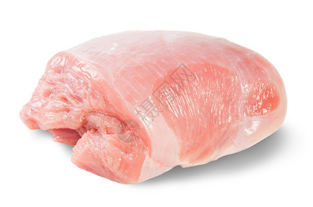 美食烹饪Raw土耳其白种背景下孤立的乳腺癌肉图片