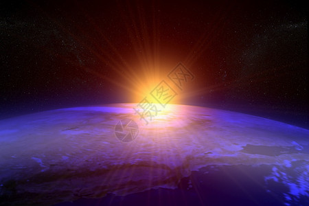 出升太阳3D从太空日落出人们天文学数字化设计图片