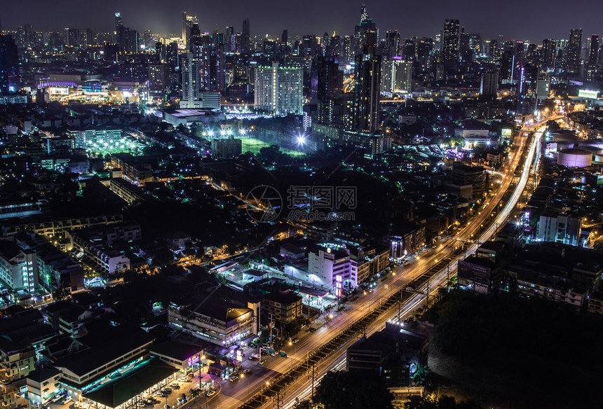 曼谷泰国2019年月23日至9曼谷市风景在市中心商业区的夜景美丽暮光给城市带来了现代风格城市景观十一月办公室图片