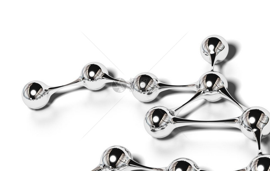 金属连接的艺术许多铬球在白色背景上连接在一起的许多铬球网页角度的设计元素社交网络概念会图片