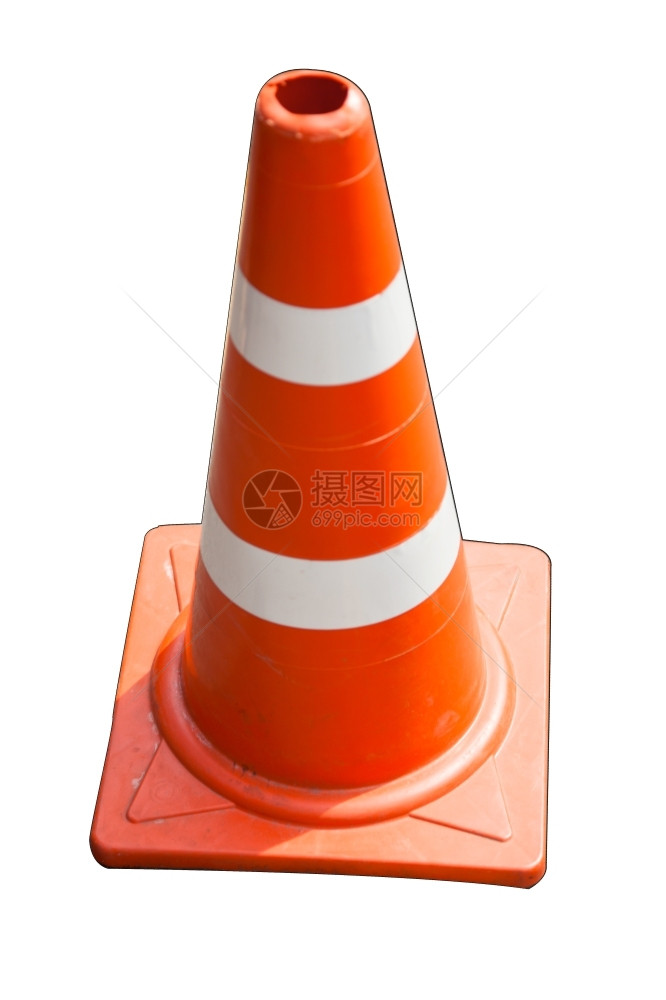 象征高速公路橙色交通锥体在白背景A上为色栏图片