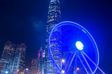香港城市夜景大摩天轮图片