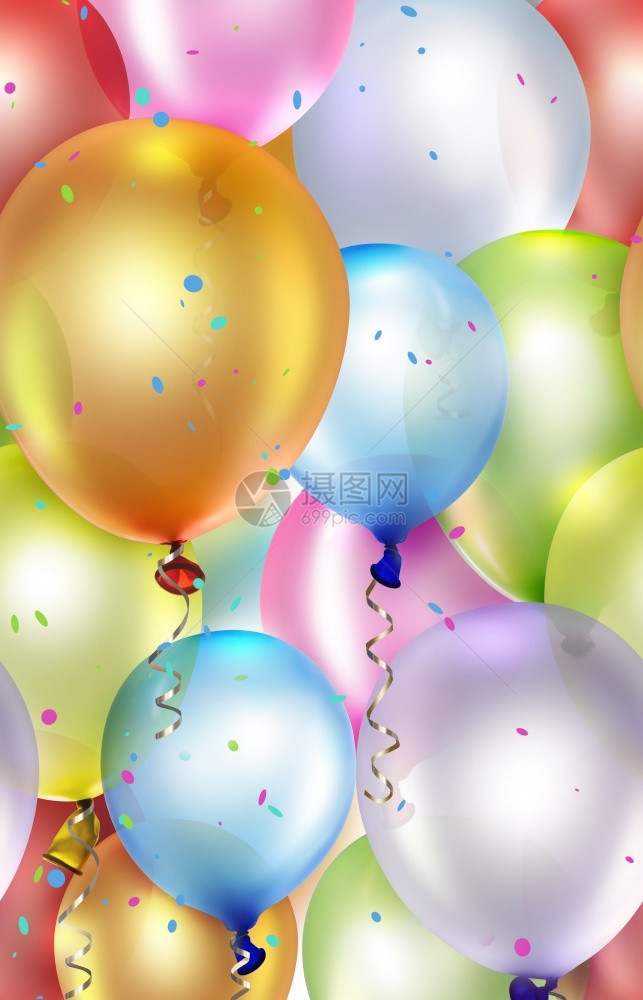 彩色气球的喜庆背景插图假期绿色图片