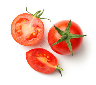 最佳富劳卡罗马白色背景中孤立的樱桃西红柿图片