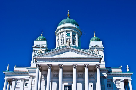 首都雅各布斯赫尔辛基著名的大教堂的赫尔辛基大教堂详细节叉古典高清图片素材