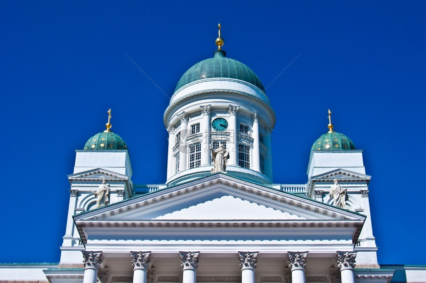 建造叉圆顶赫尔辛基著名的大教堂的赫尔辛基大教堂详细节图片