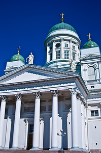 路德宗赫尔辛基著名的大教堂的赫尔辛基大教堂详细节晴天古典图片