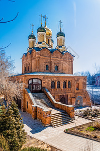天空蓝色的莫斯科Znamensky修道院教堂俄罗斯臣服58皮卡图片