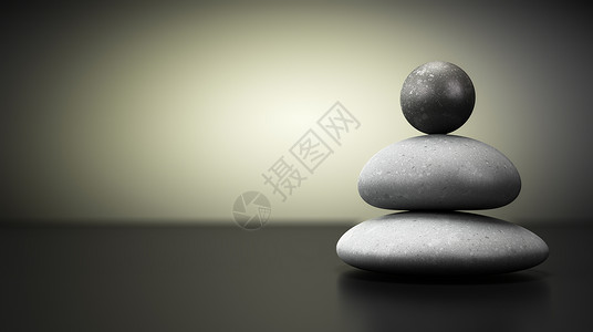 水浅褐色的在米和黑背景上堆三个石子平衡块在左边概念图像符号稳定平衡概念背景的左侧概念上留有文字空间冯设计图片
