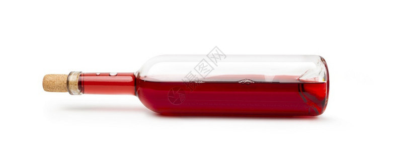 红色玫瑰红酒瓶子酒精优质的关闭白色背景红酒瓶配有剪切路径设计图片