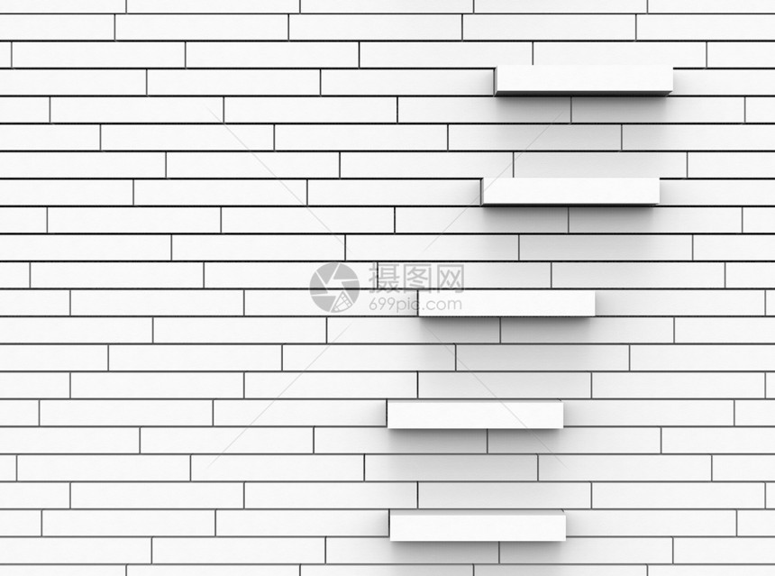 结石3d形成现代白色矩砖块墙壁背景渲染艺术图片