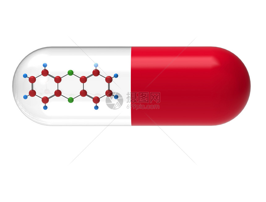 二恶英在药丸中的分子3D制成白隔绝二苯并有毒的机图片