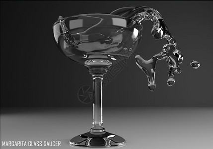 深底的玛格丽塔玻璃碟3D插图水晶饮料设计图片