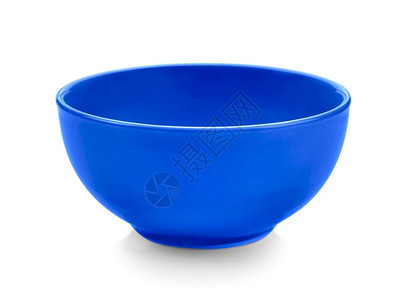 白色的食物颜背景的蓝碗图片