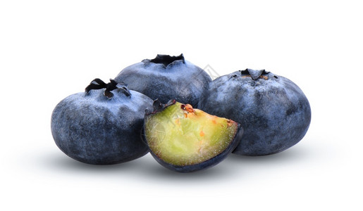 生的营养在白色背景上隔离的蓝莓特端黑色图片